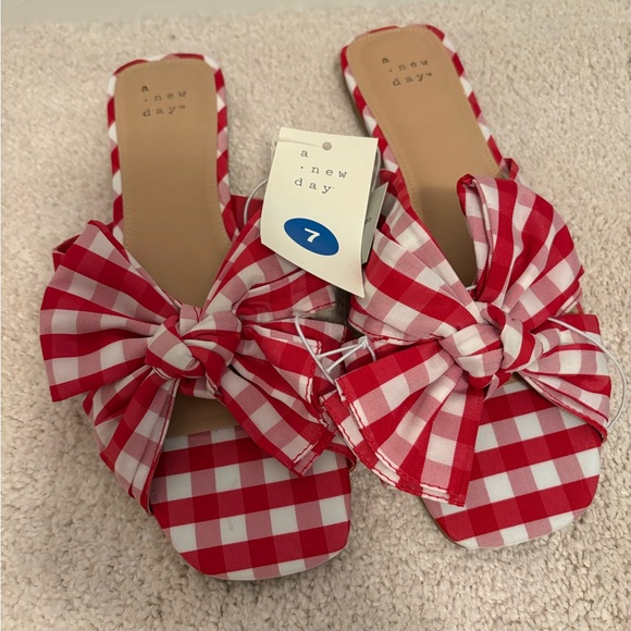 a new day Shoes - A New Day Red Gingham Women's Shoes Bow Size 7